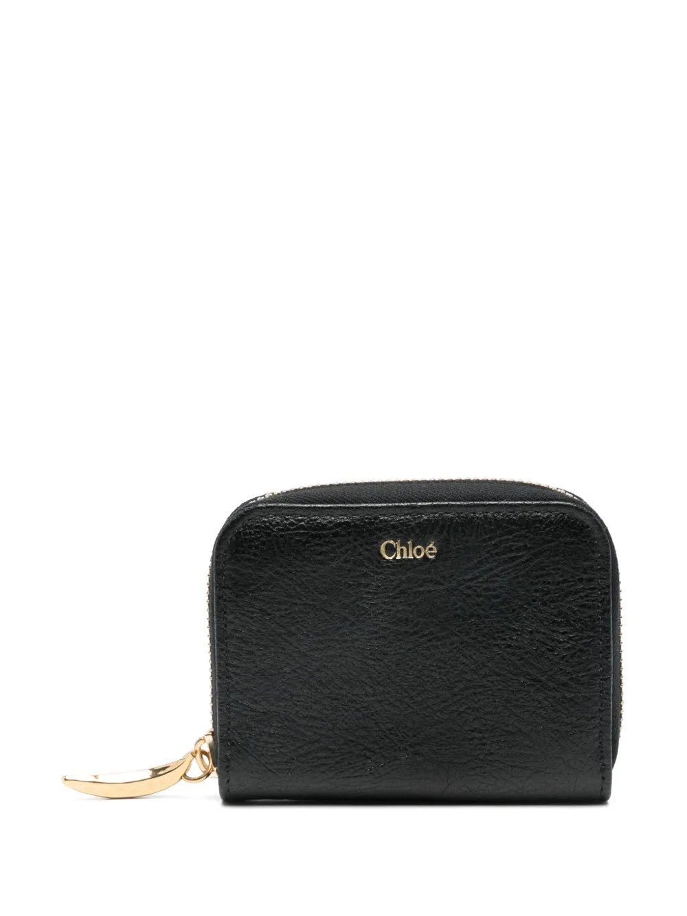 Chloé Banana Zipped Coin Purse In Grained Leather Black Size Onesize 100% Calf-skin Leather In Black