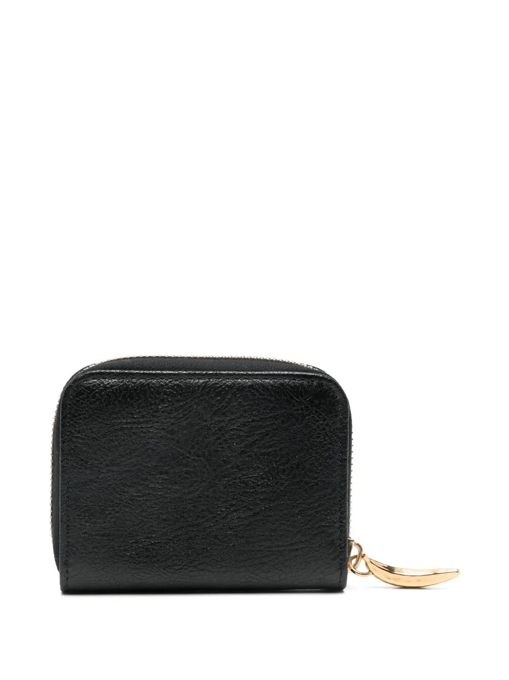 Chloé Banana Zipped Coin Purse In Grained Leather Black Size Onesize 100% Calf-skin Leather In Black