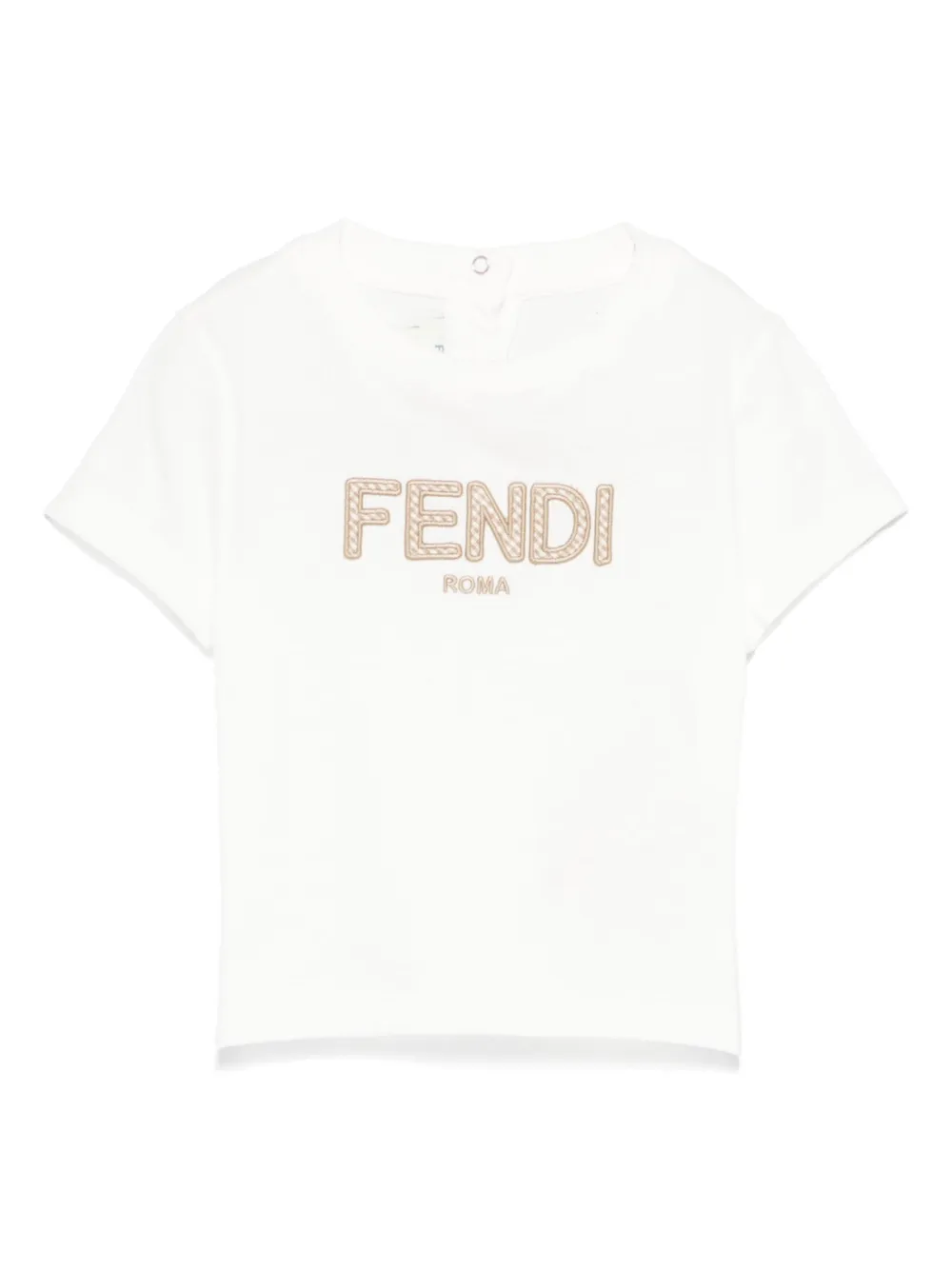 Fendi Kids Jersey T-shirt met geborduurd logo Wit