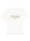 Fendi Kids logo-embroidered jersey T-shirt - White
