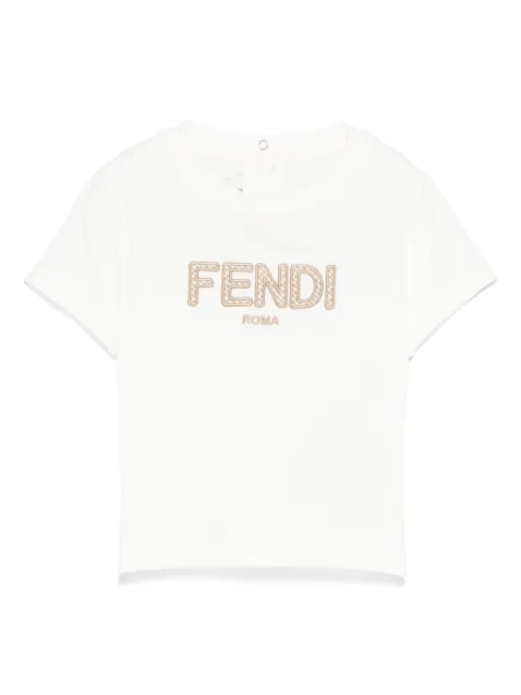 Fendi Kids camiseta con logo bordado