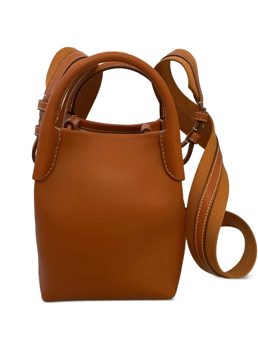 Loro Piana Bale Micro Rounded Leather Top-handle Bag In Brown