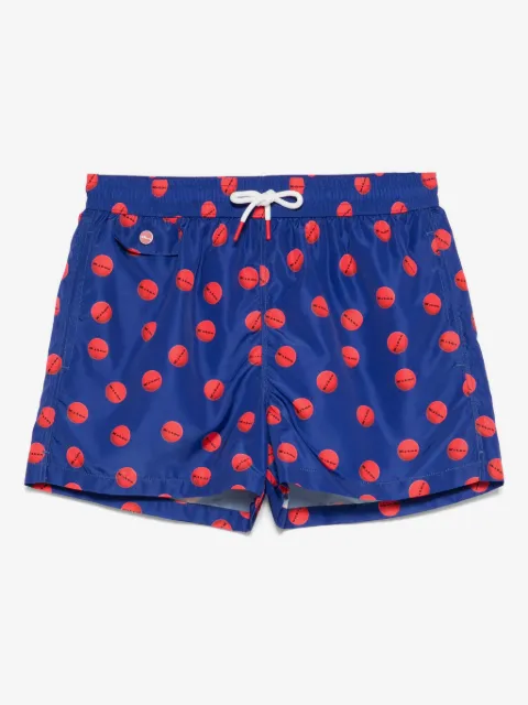 Kiton logo-print swim shorts