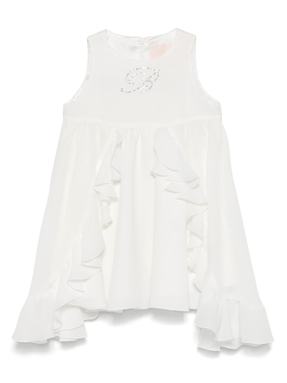 Miss Blumarine crystal-embellished logo dress - White