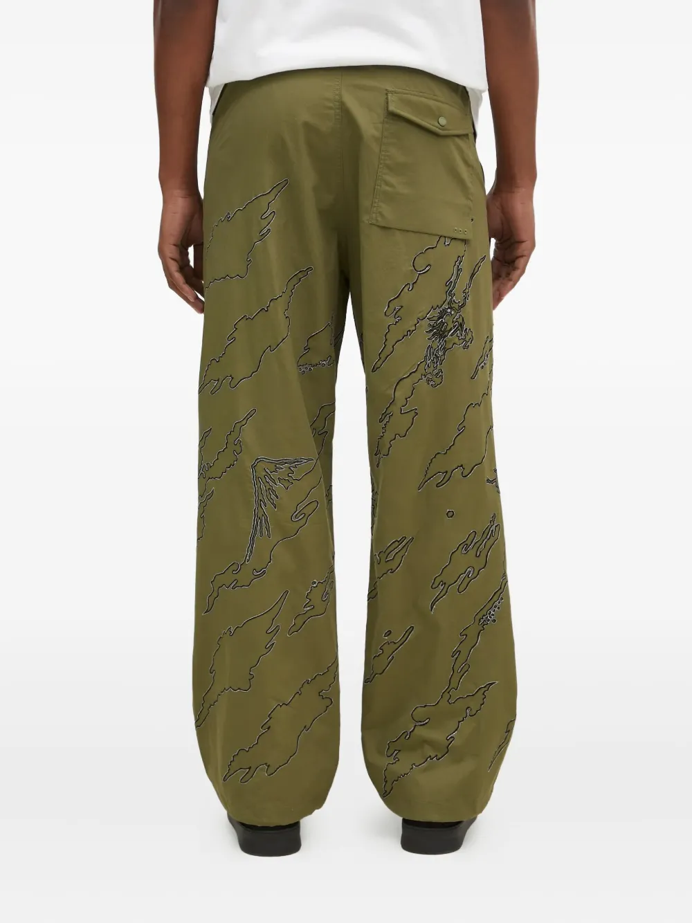 Maharishi Bonsai embroidered landscape trousers Groen