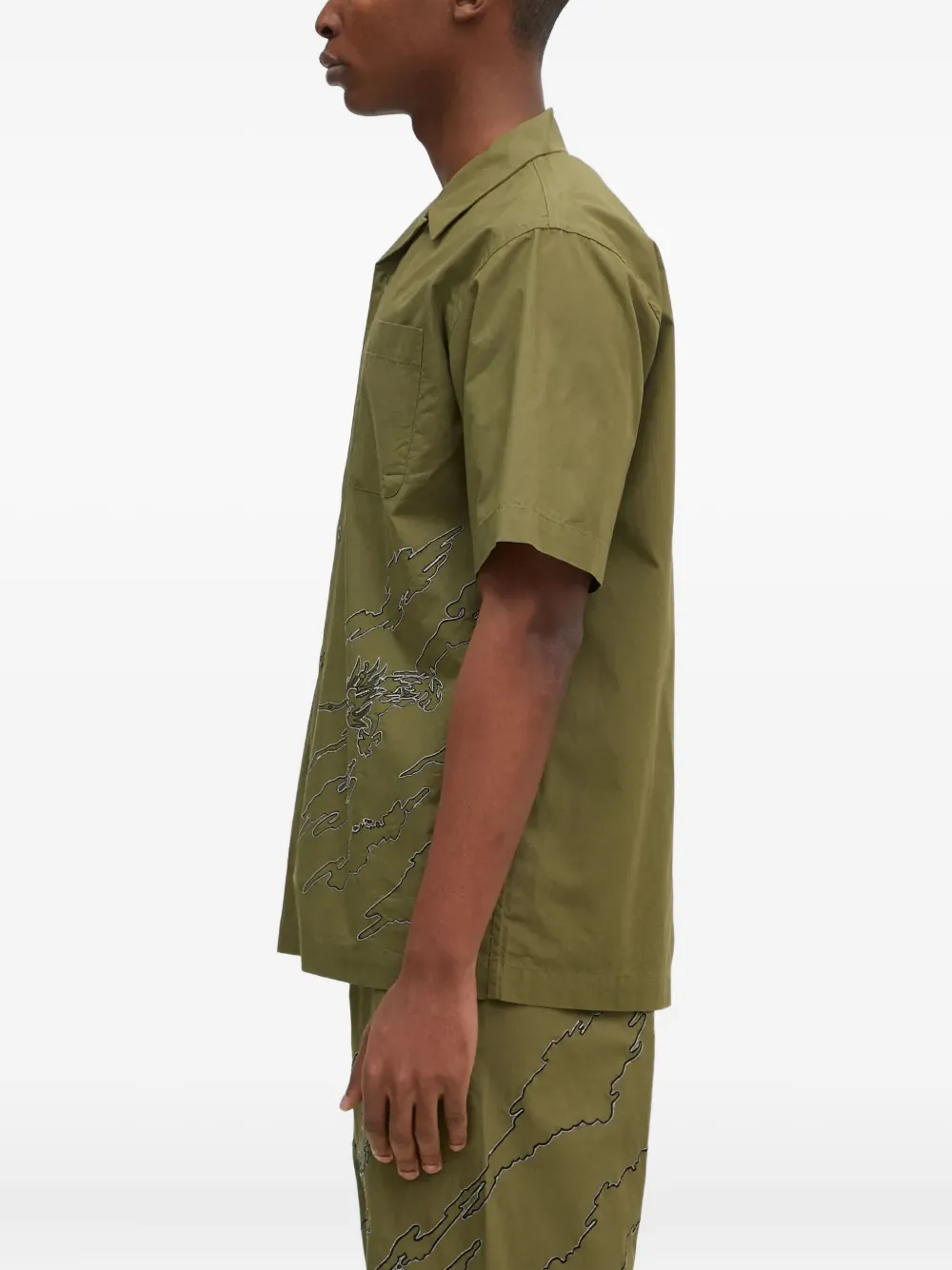 Maharishi Overhemd met geborduurde draak Groen