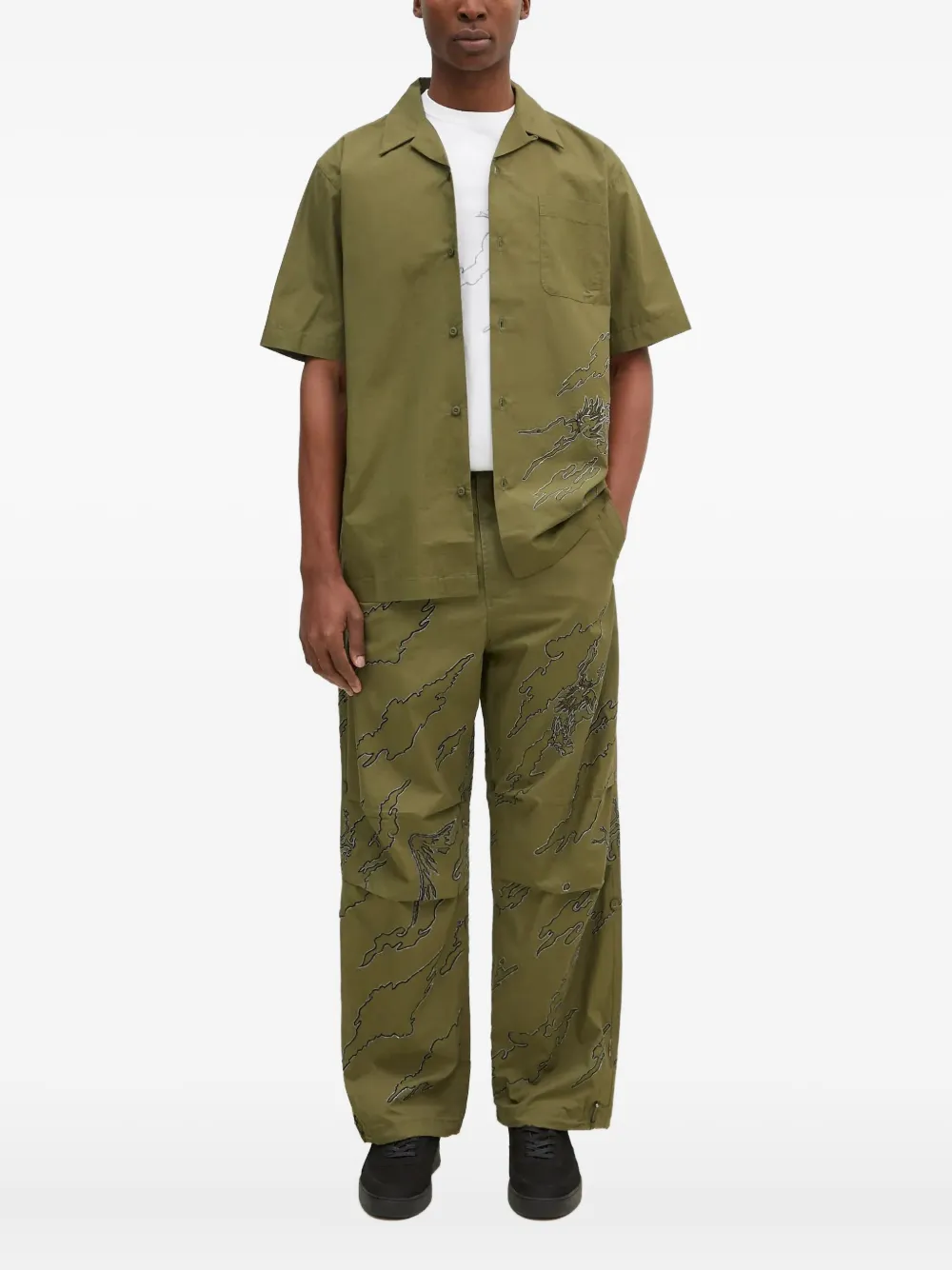 Maharishi Overhemd met geborduurde draak Groen