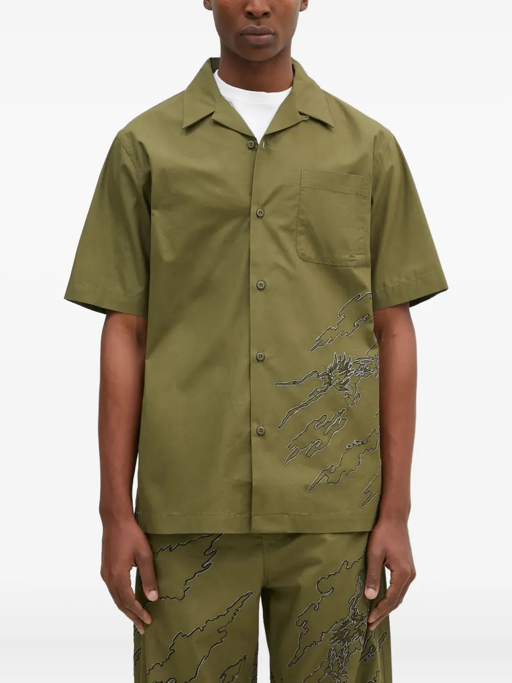 Maharishi Overhemd met geborduurde draak Groen