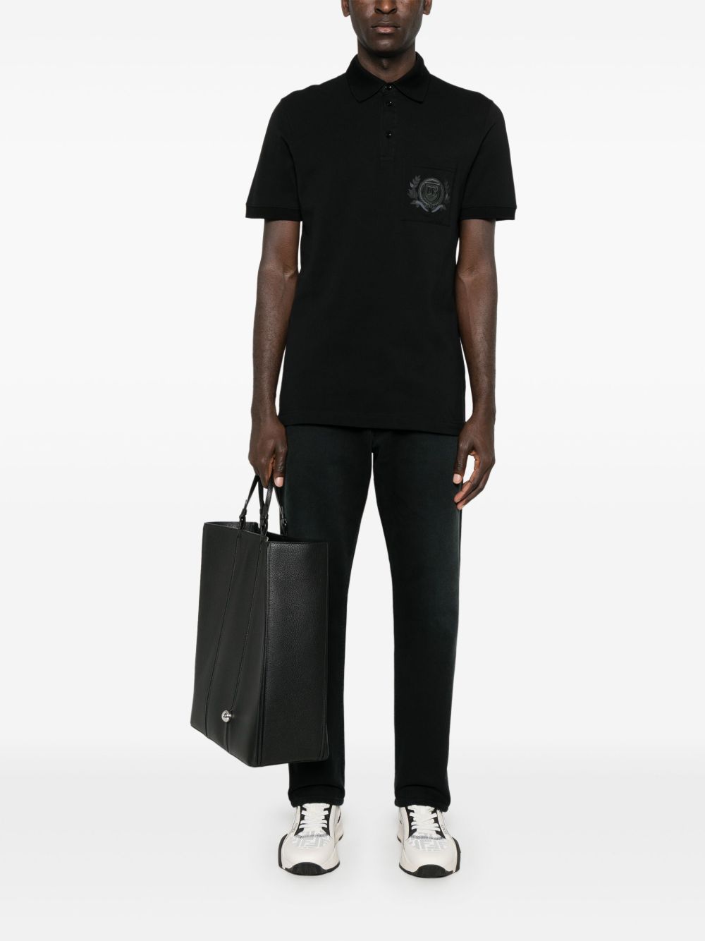 Dolce & Gabbana Poloshirt met geborduurd logo - Zwart