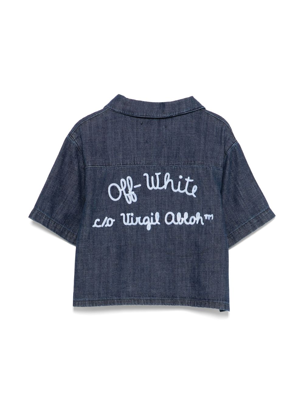 Off-White Kids Spijkershirt met geborduurd logo - Blauw