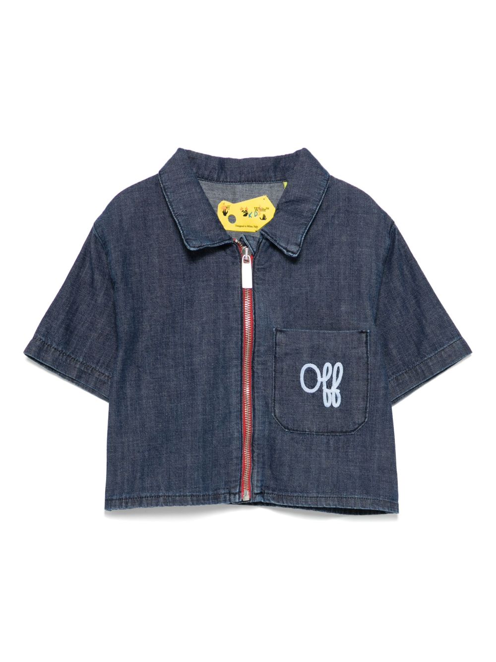 Off-White Kids Spijkershirt met geborduurd logo Blauw