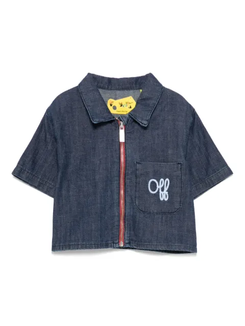 Off-White Kids logo-embroidered denim shirt