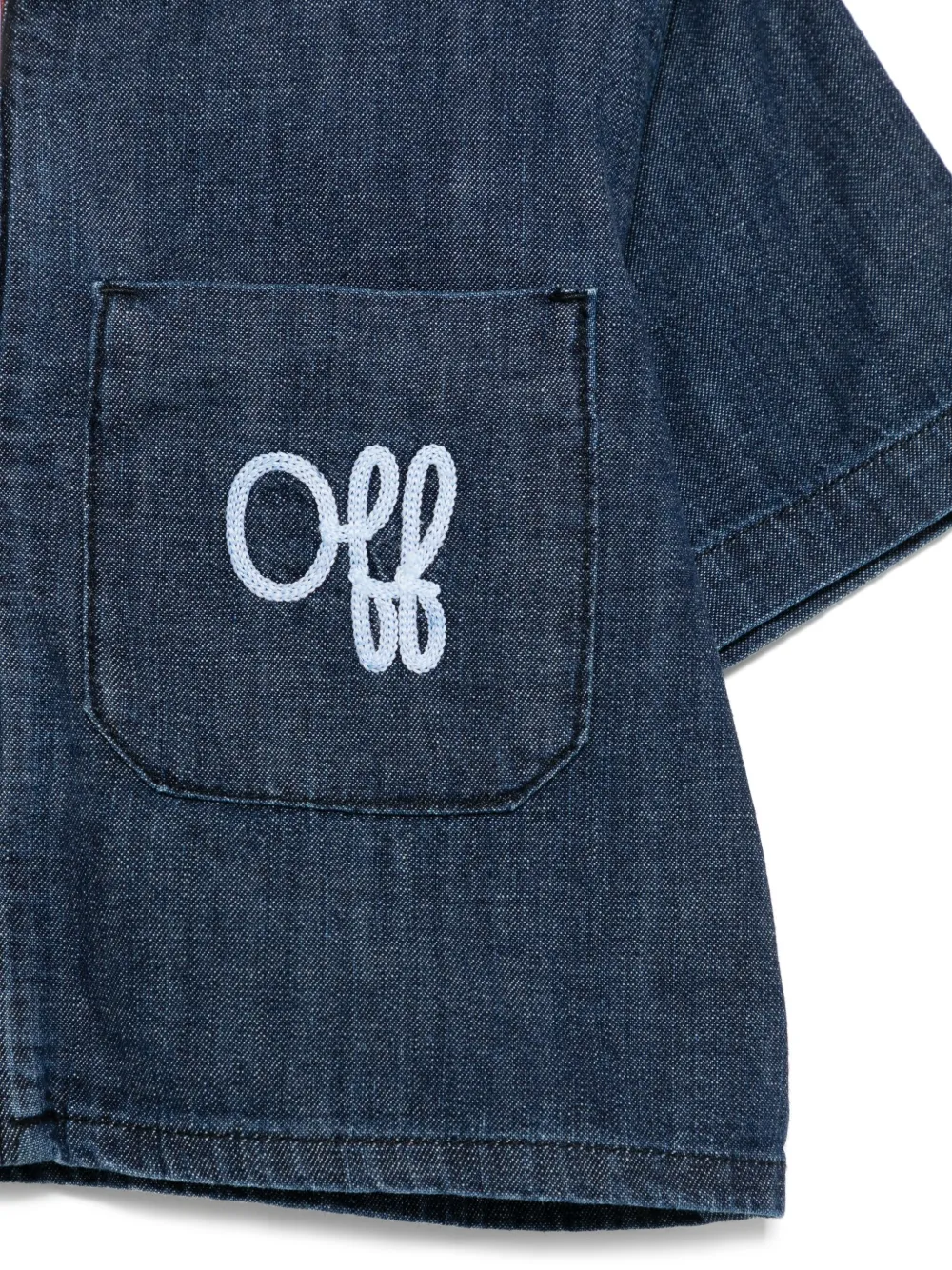 Off-White Kids Spijkershirt met geborduurd logo Blauw