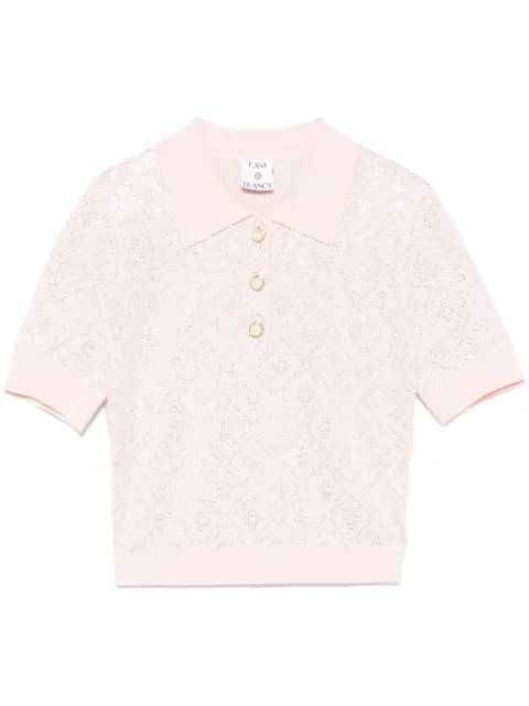 Casablanca crystal-monogram polo top