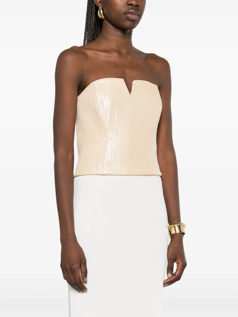 Federica Tosi Tanktop met pailletten Beige