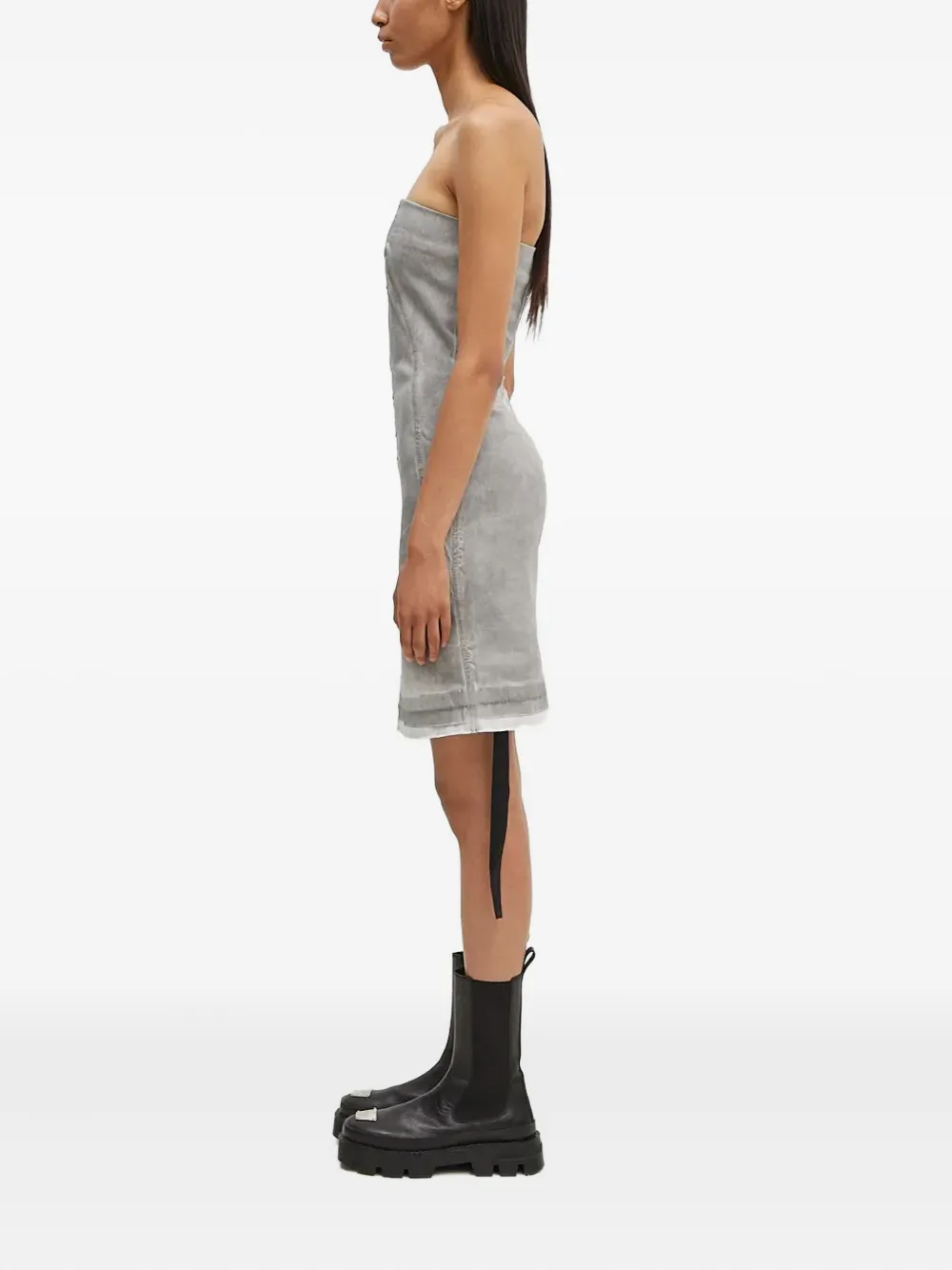 Rick Owens DRKSHDW strapless seam-detail midi dress Grijs