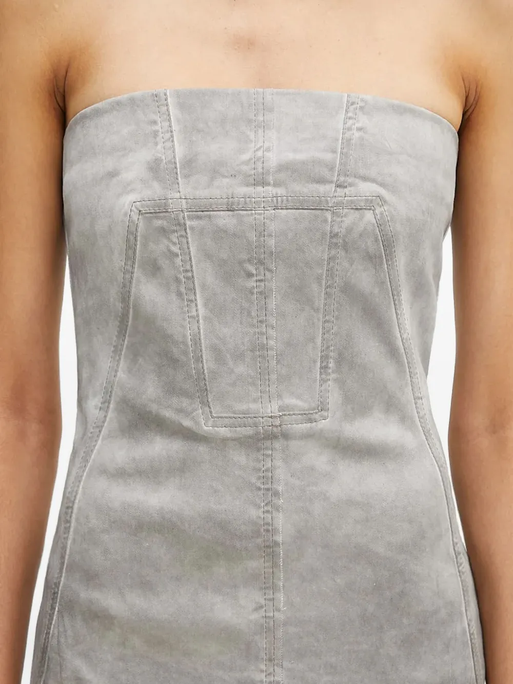 Rick Owens DRKSHDW strapless seam-detail midi dress Grijs