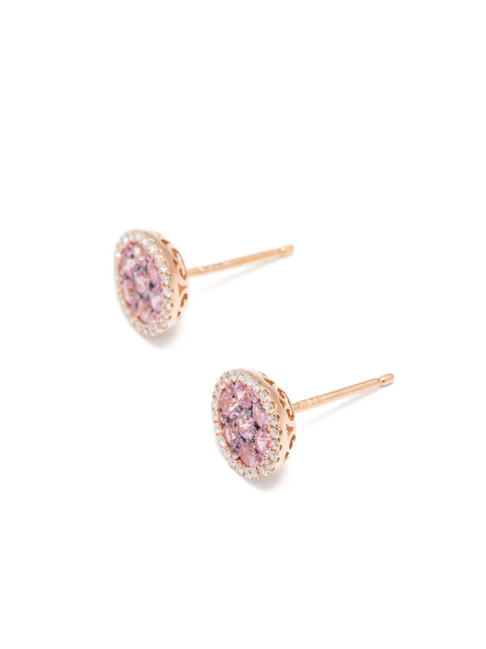 ROSEKEY 18kt roségouden oorbellen met diamant en saffier - Roze