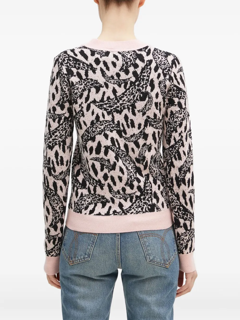Fiorucci leopard-jacquard crew-neck sweater Roze