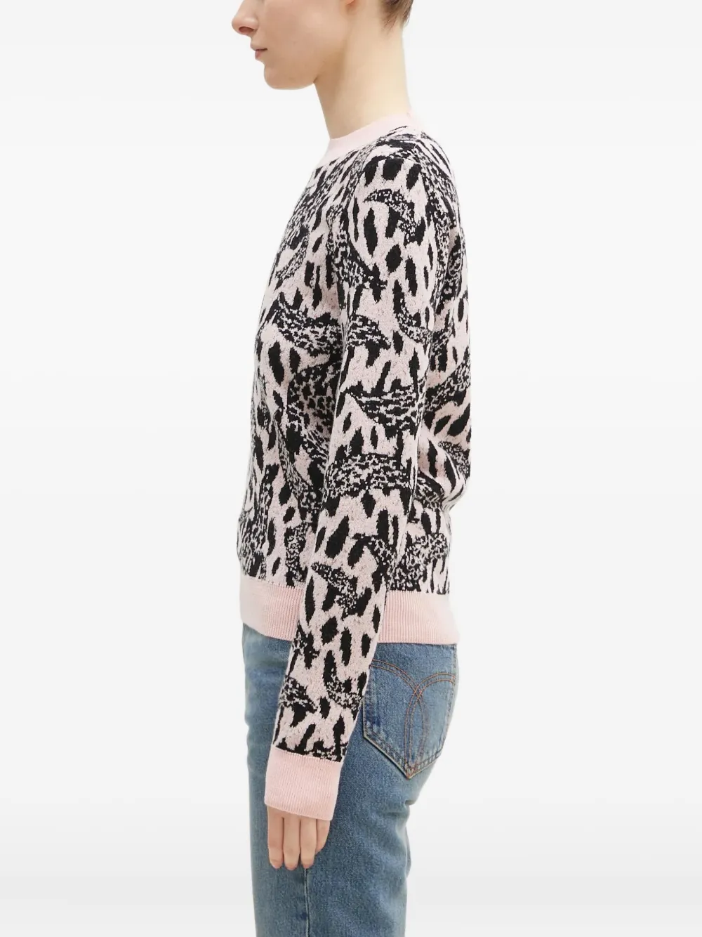 Fiorucci leopard-jacquard crew-neck sweater Roze