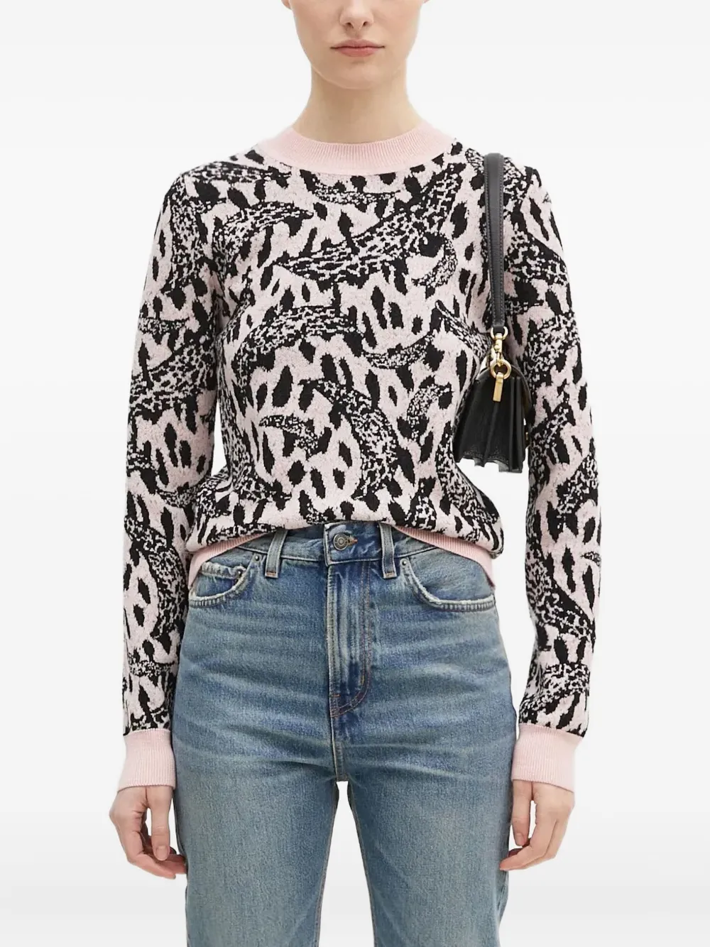 Fiorucci leopard-jacquard crew-neck sweater | Pink | Image 1