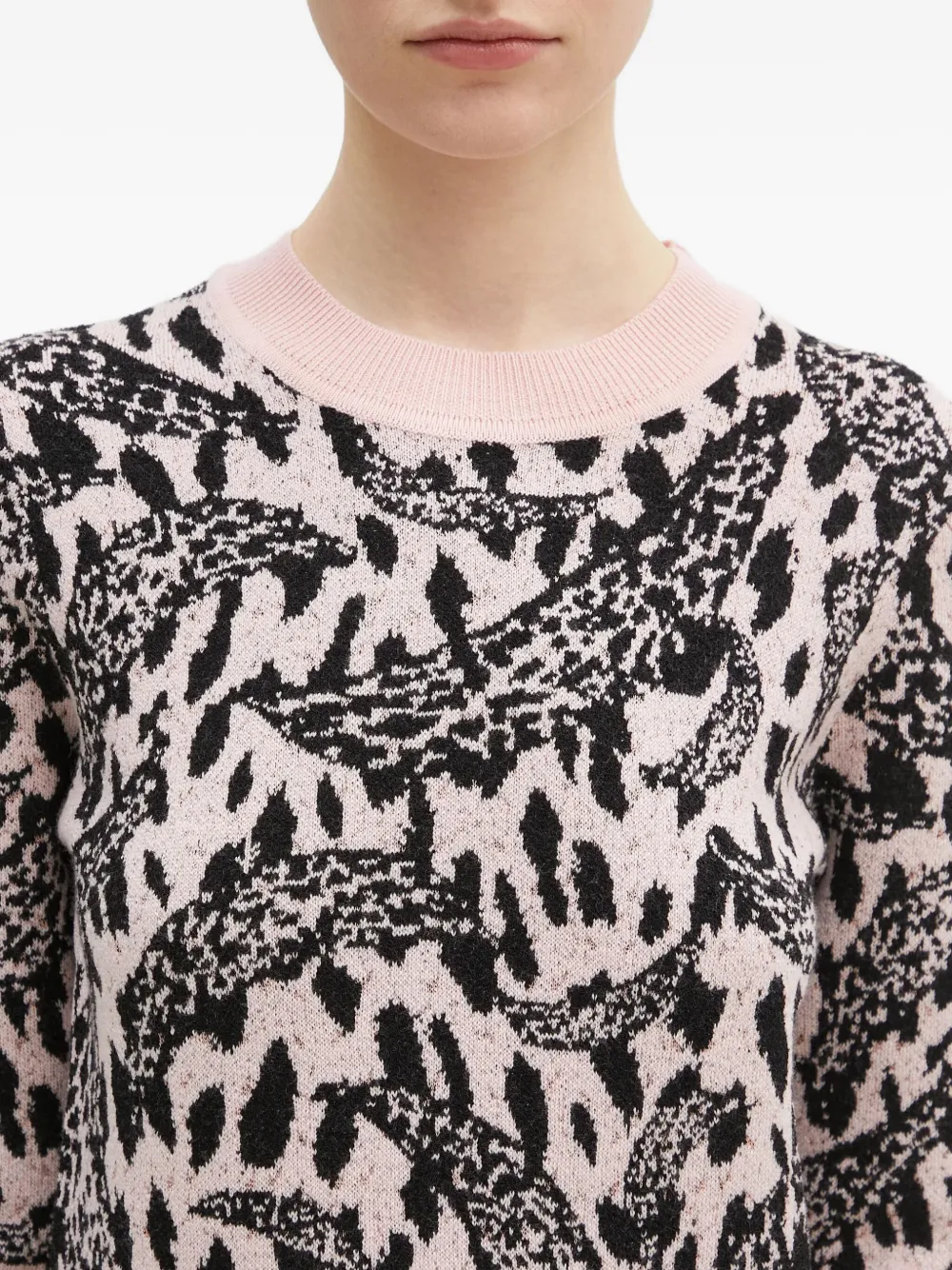 Fiorucci leopard-jacquard crew-neck sweater Roze