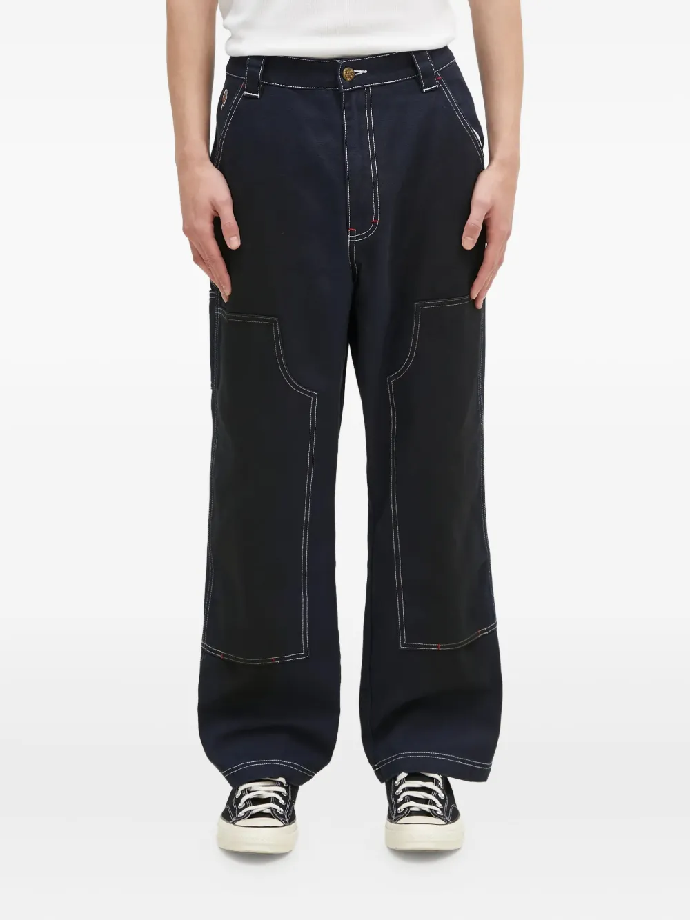 contrast-stitch jeans