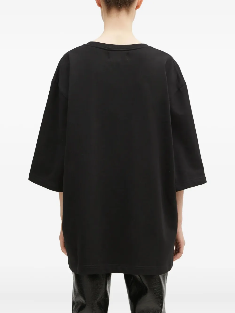 Fiorucci T-shirt met geborduurd logo en cropped mouwen Zwart