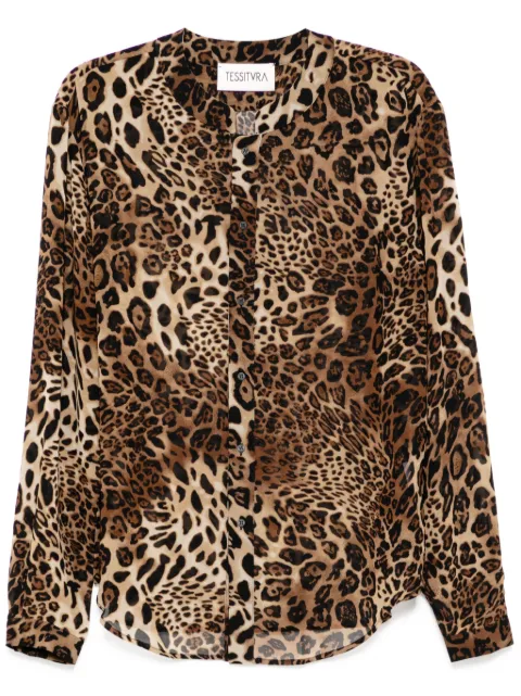 Tessitura Body Couture camisa Leopard Mandarin