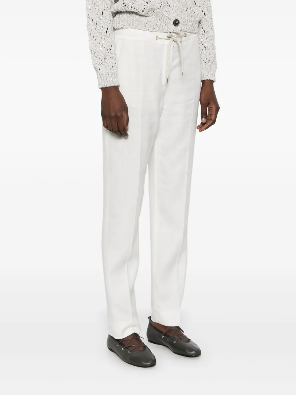 Shop Eleventy Tapered Trousers In White
