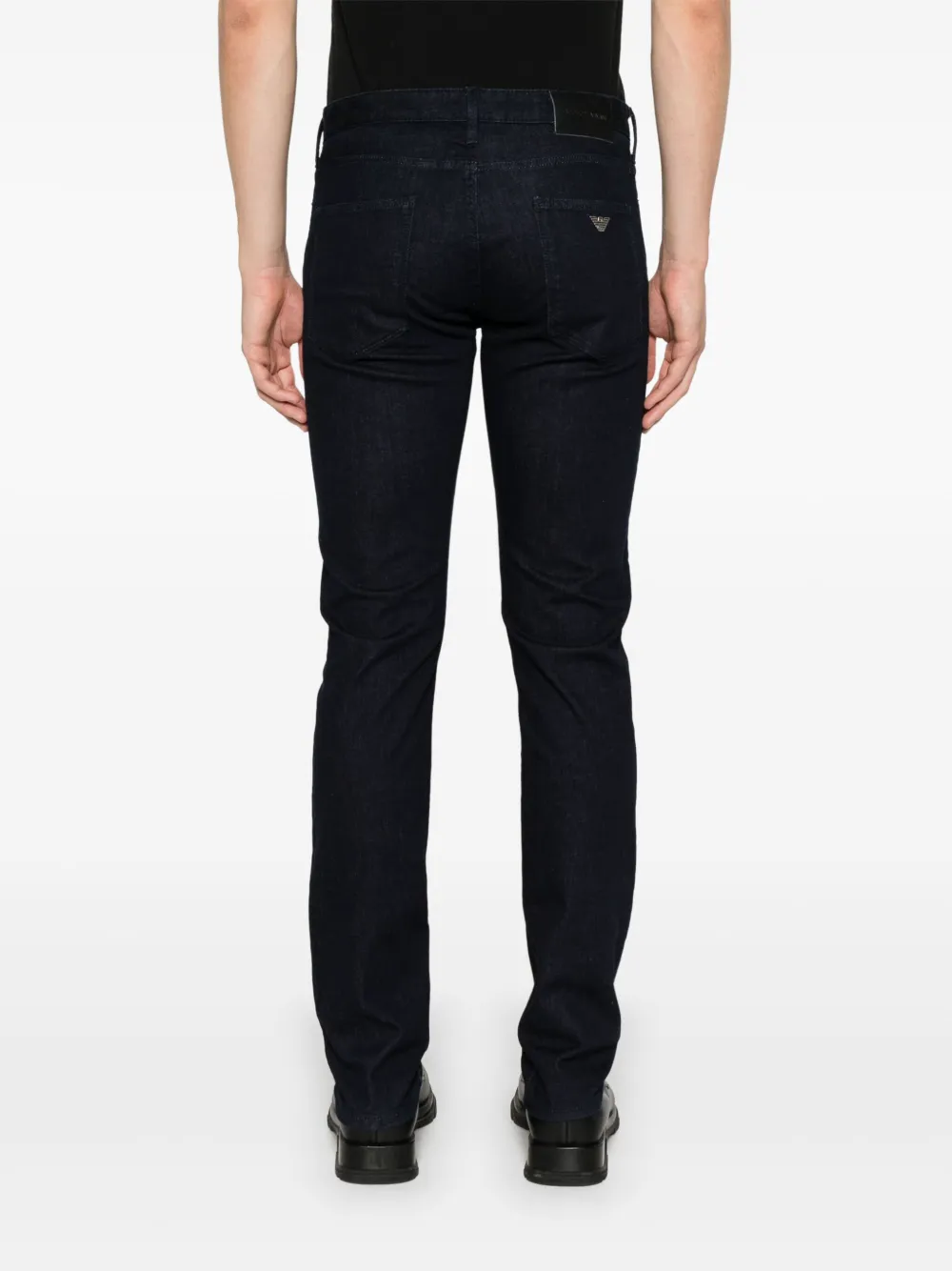 Emporio Armani Slim-fit jeans met logoplakkaat Blauw