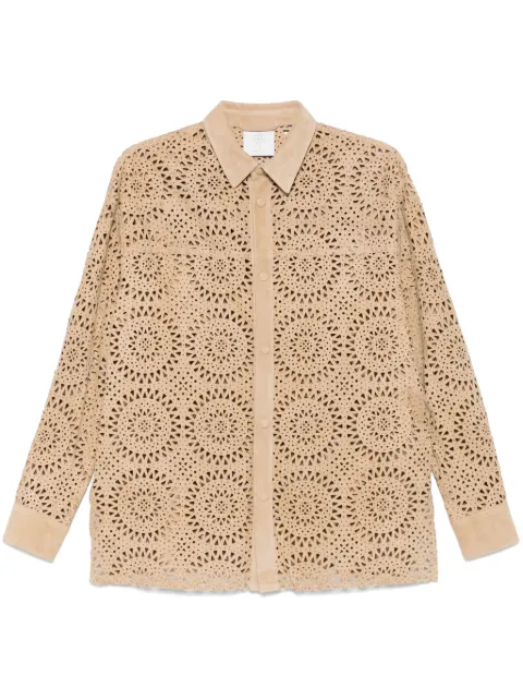 Eleventy perforated-pattern shirt