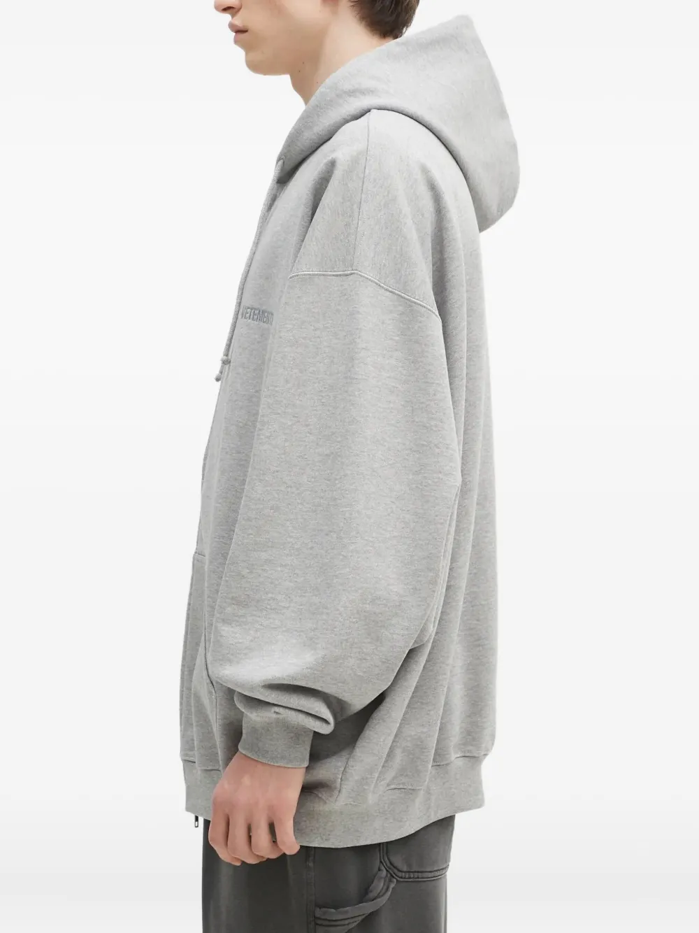 VETEMENTS zip-up embroidered hoodie Grijs