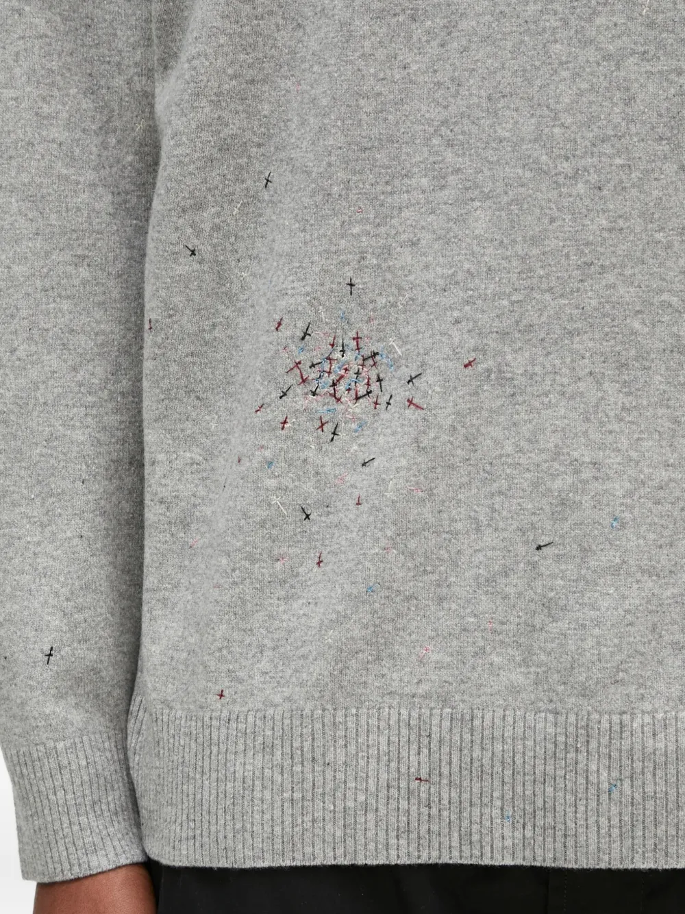 Undercover embroidered-detail crew-neck sweater Grijs