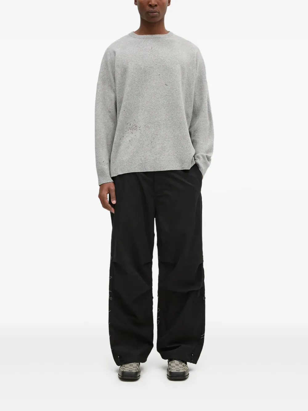 Undercover embroidered-detail crew-neck sweater Grijs
