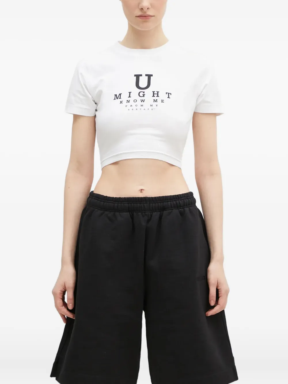 VETEMENTS eye-chart cropped top Wit