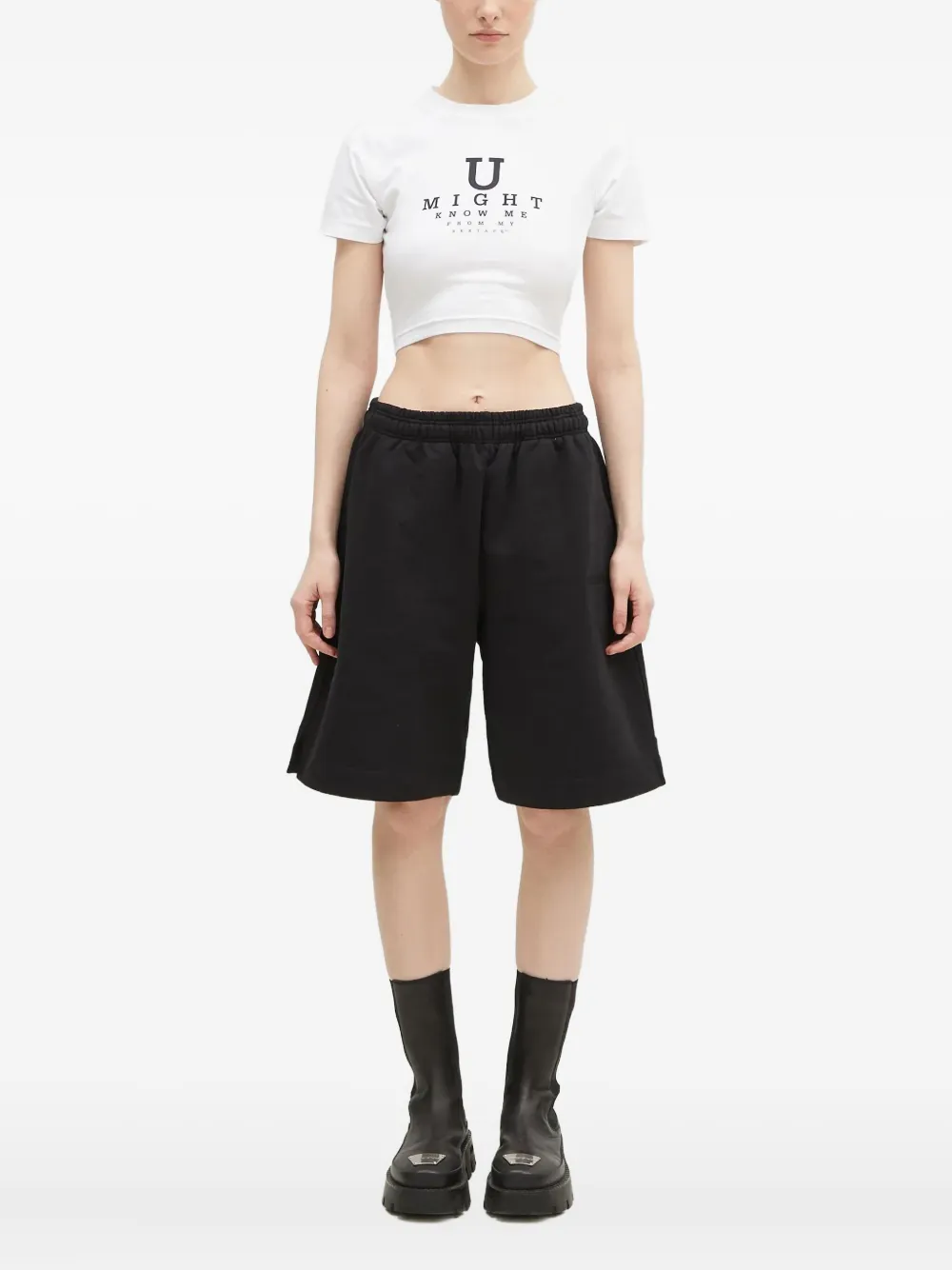 VETEMENTS eye-chart cropped top Wit