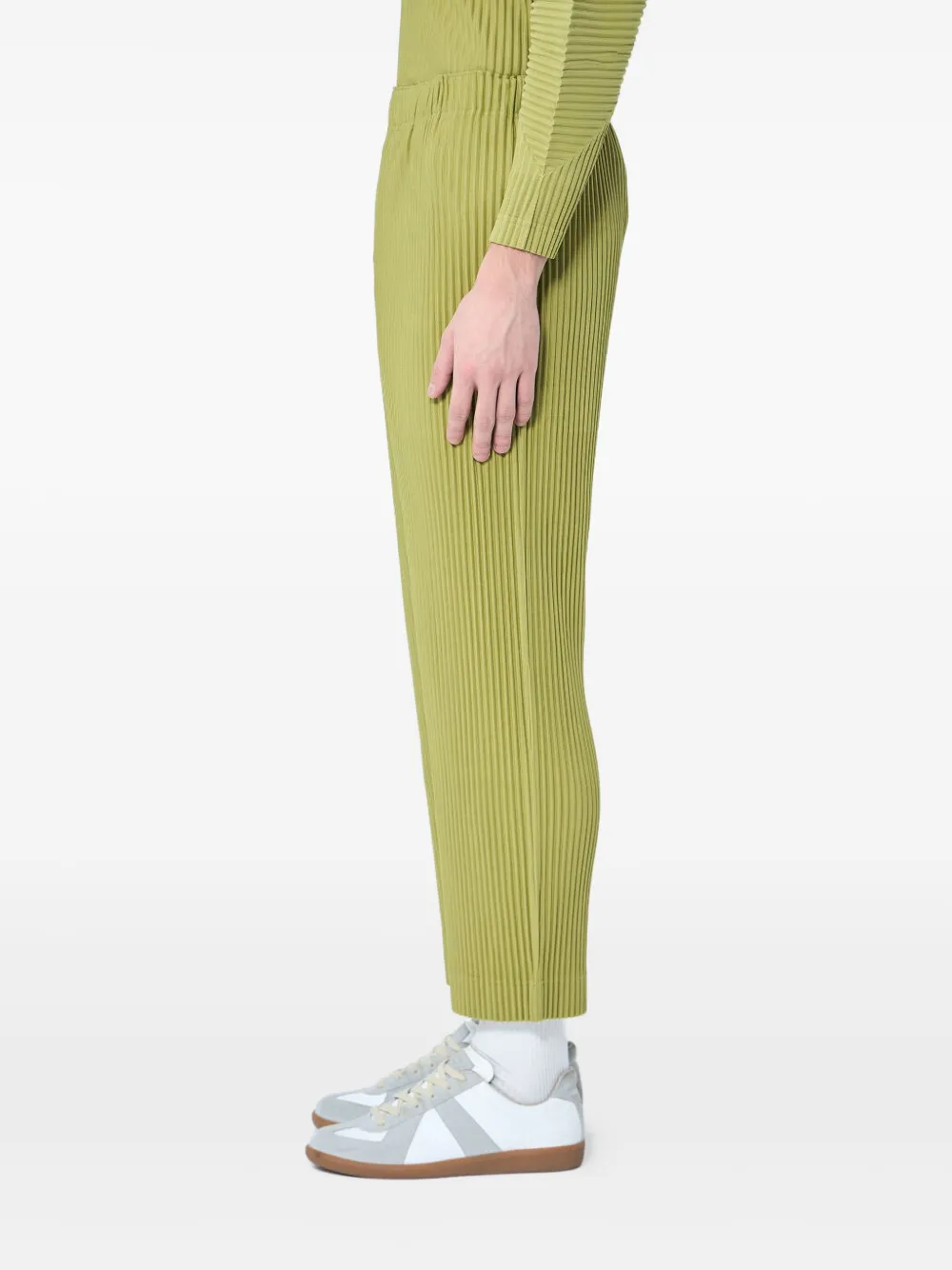 Issey Miyake Straight Pleated Pants In Green