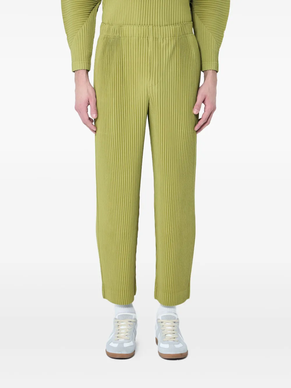 Issey Miyake Straight Pleated Pants In Green