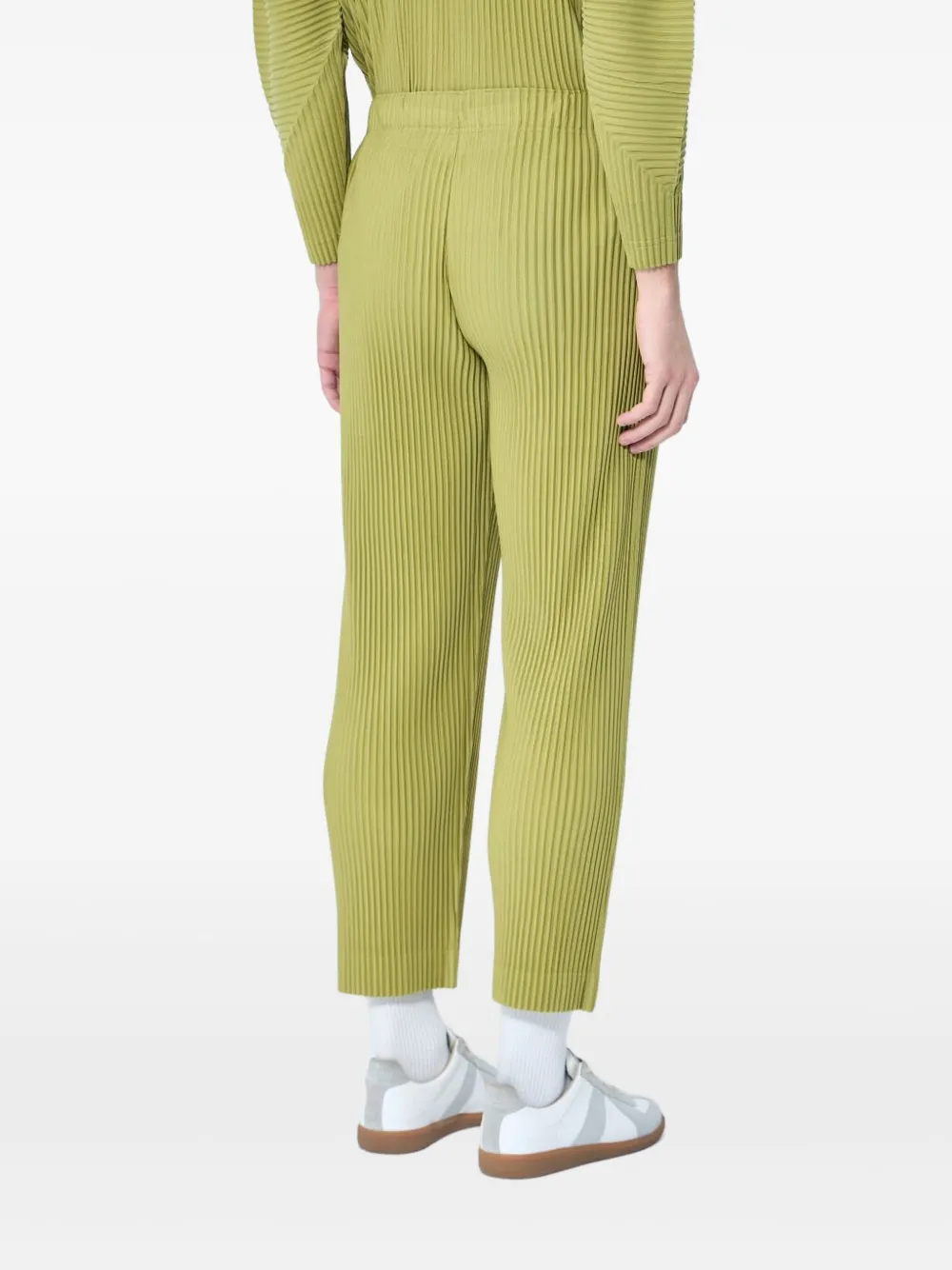 Issey Miyake Straight Pleated Pants In Green