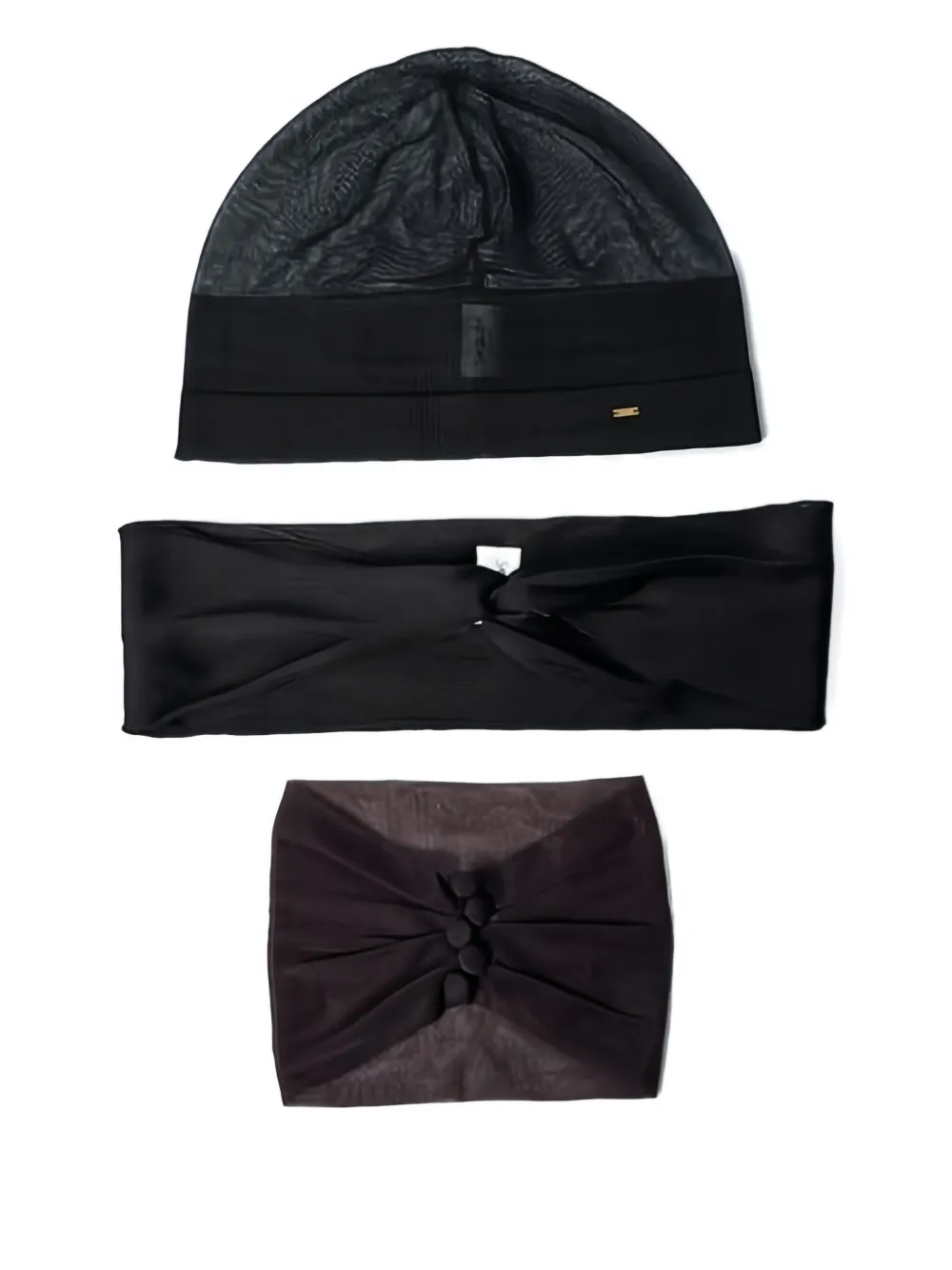 Saint Laurent pleated button headband (set of three) | Brown | Image 1