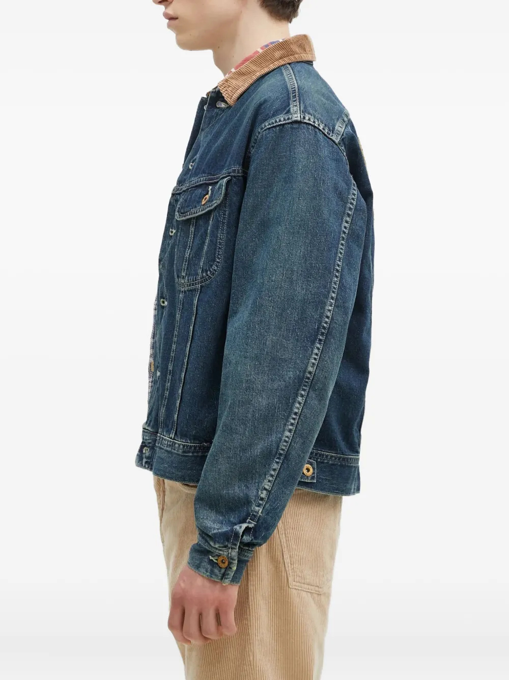 Human Made corduroy-collar denim jacket Blauw