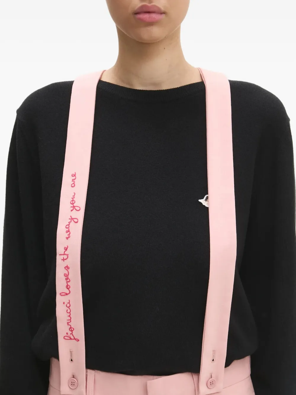 Fiorucci Wollen broek met geborduurd bandje Roze