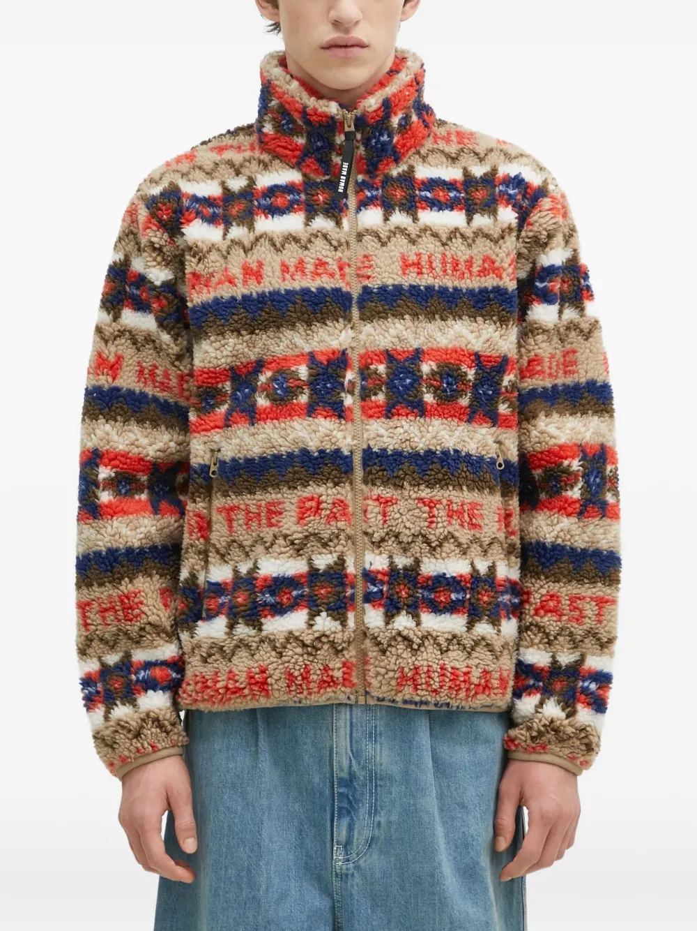 patterned fleece jacket