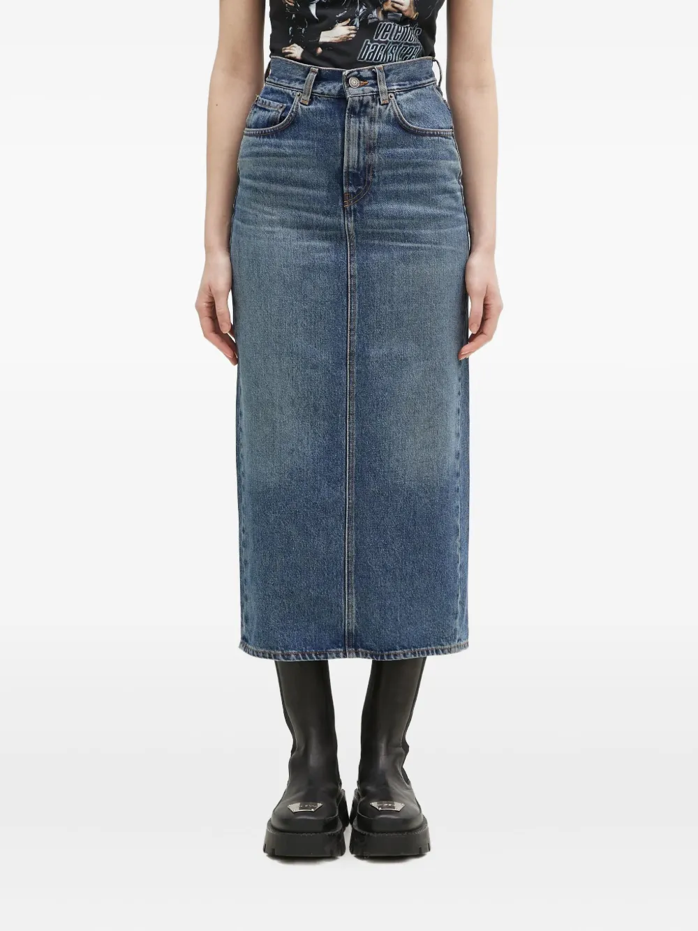 Fiorucci high-waisted denim midi skirt | Blue | Image 1