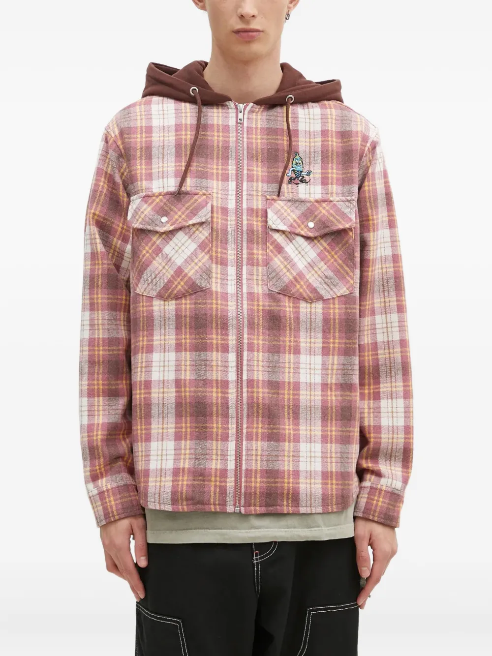 hooded plaid shirt