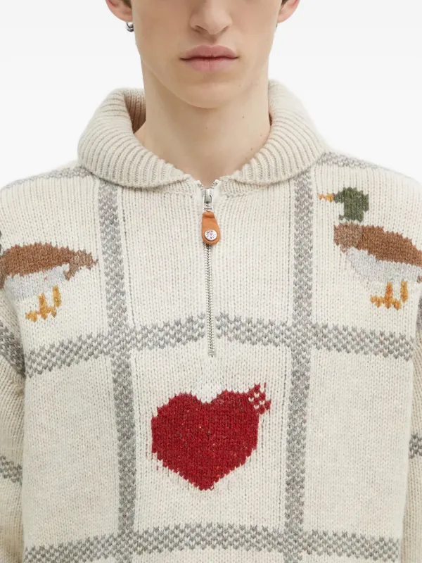 Human Made intarsia-knit half-zip Sweater | White | FARFETCH