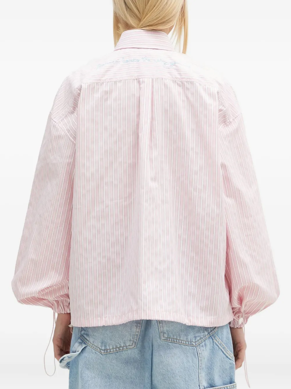 Fiorucci striped balloon-sleeve shirt Roze