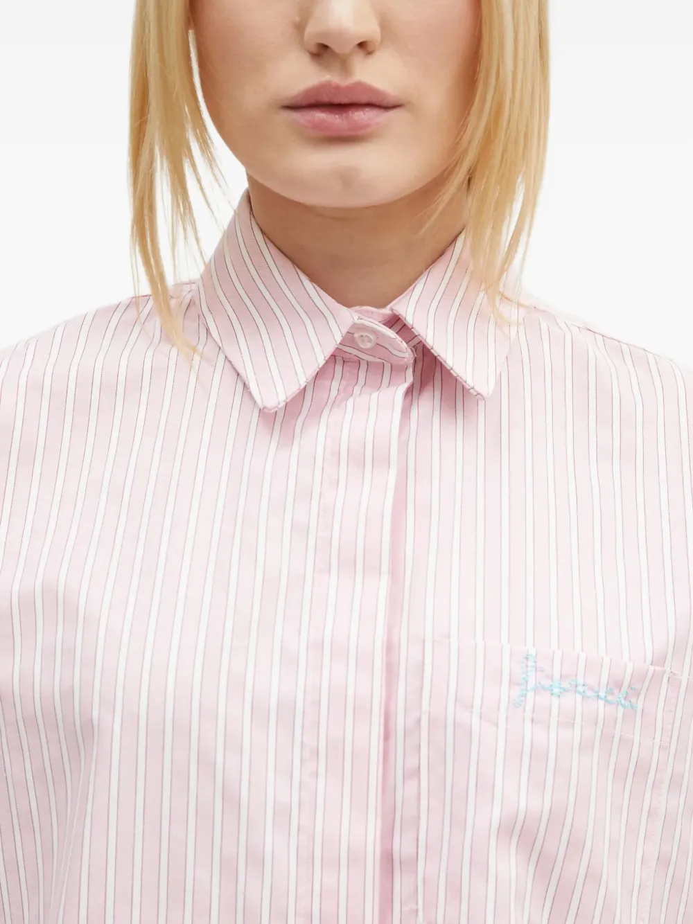 Fiorucci striped balloon-sleeve shirt Roze