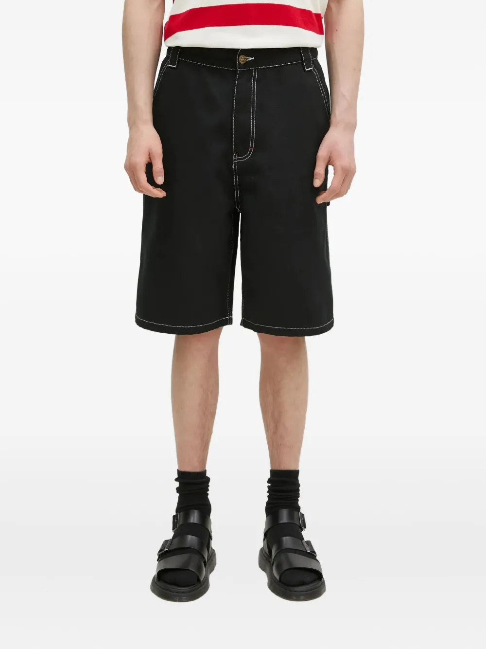 ICECREAM contrast-stitch denim shorts | Black | Image 1